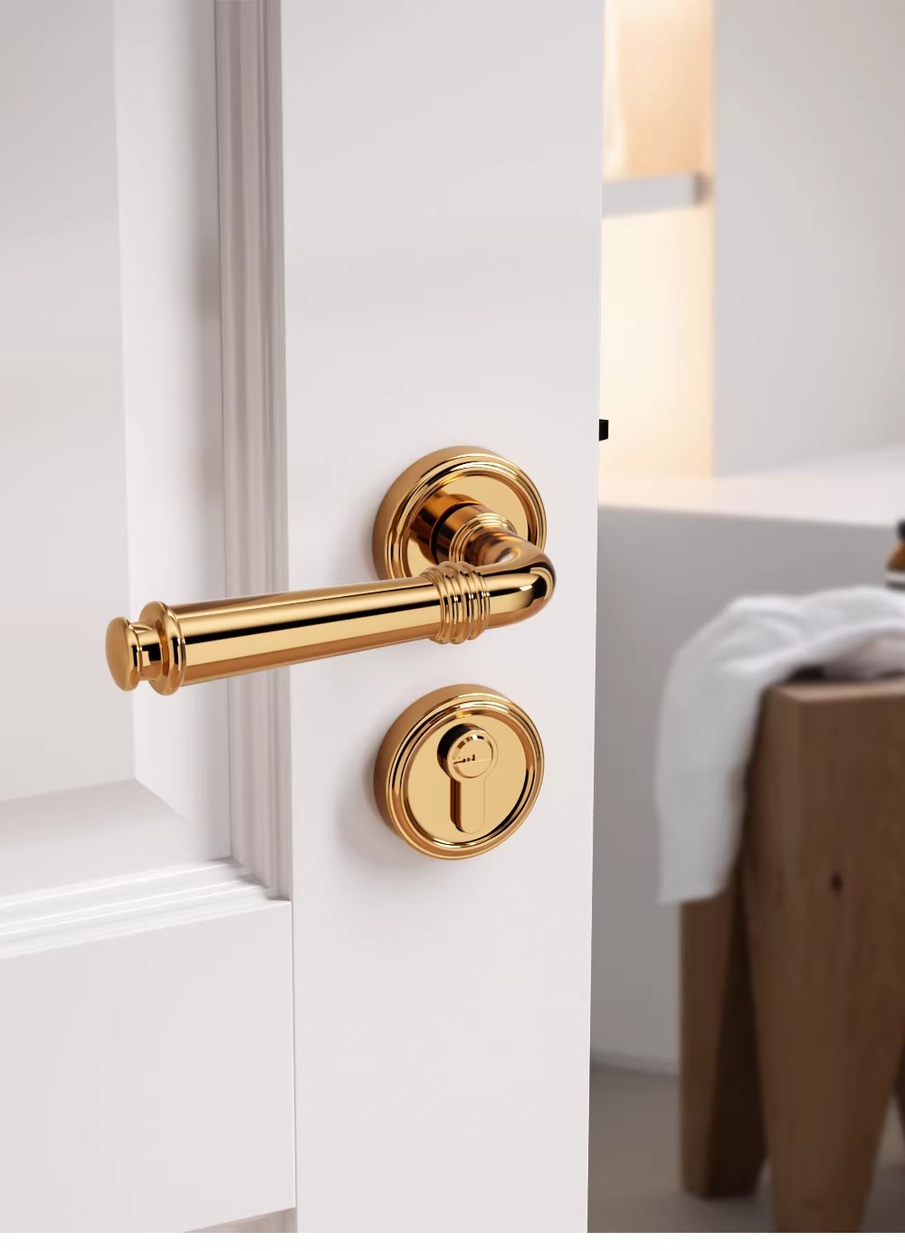 Haobao door locks: Bedroom magnetic silent door locks, interior door locks, household solid wood doors, bathroom split door handles, grey pic 4