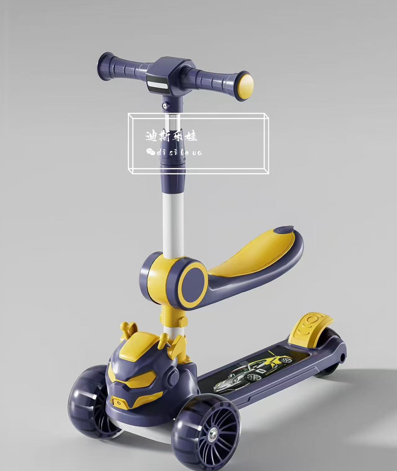 迪斯乐娃儿童滑板车2-8岁男女宝宝3可坐可乘折叠溜溜车13