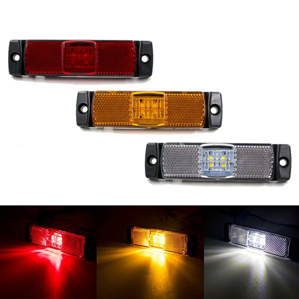 The LED side lights for trucks, ultra-bright four-in-one ground illumination taillights, 24-volt 5D truck warning light lens color strips