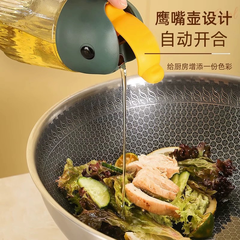 小鸟油壶大容量玻璃不挂油油壶醋壶家用自动开合油壶酱防漏调料瓶细节图