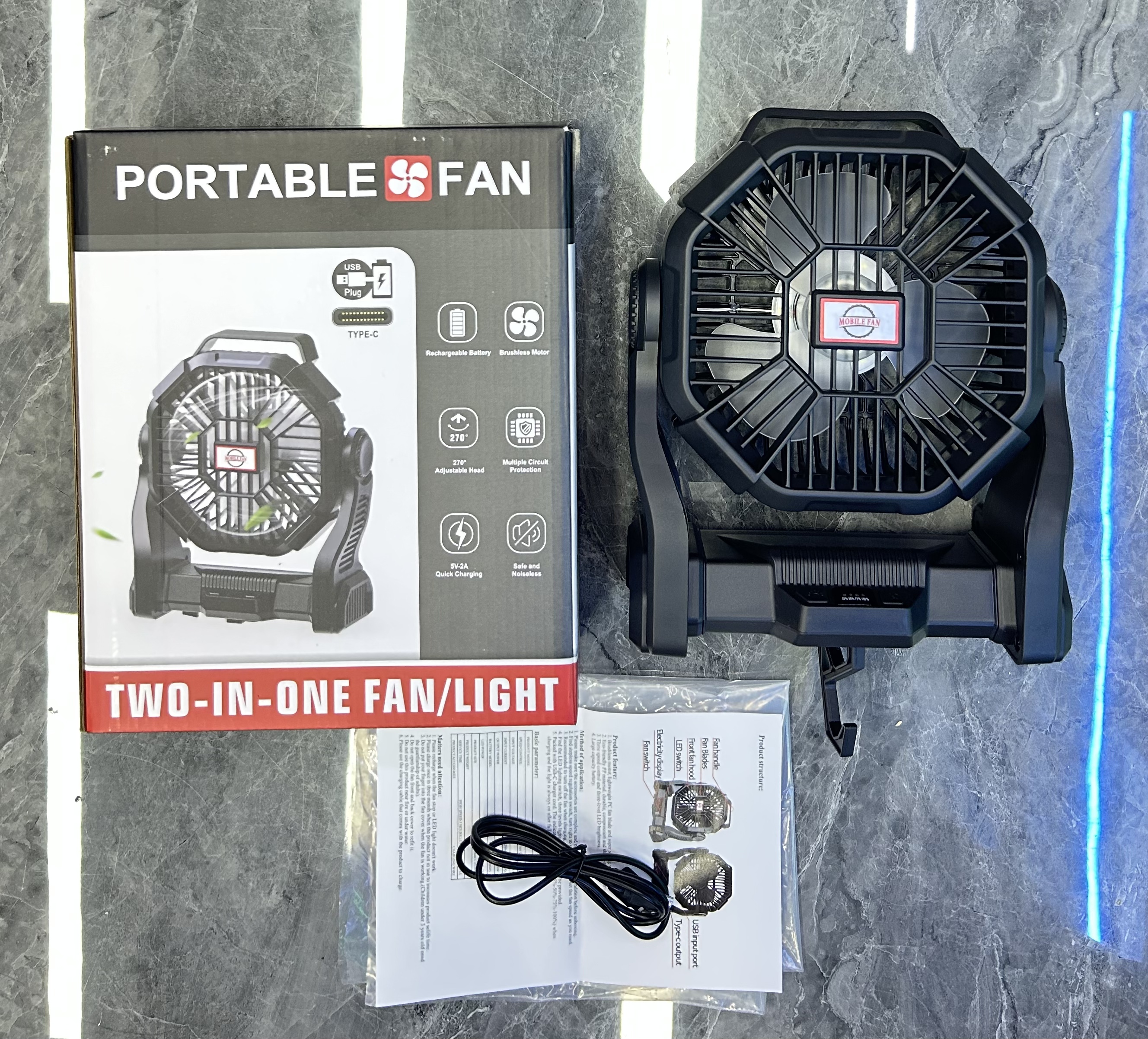 X-23户外电风扇便携式60度旋转风扇清凉降温户外风扇产品图