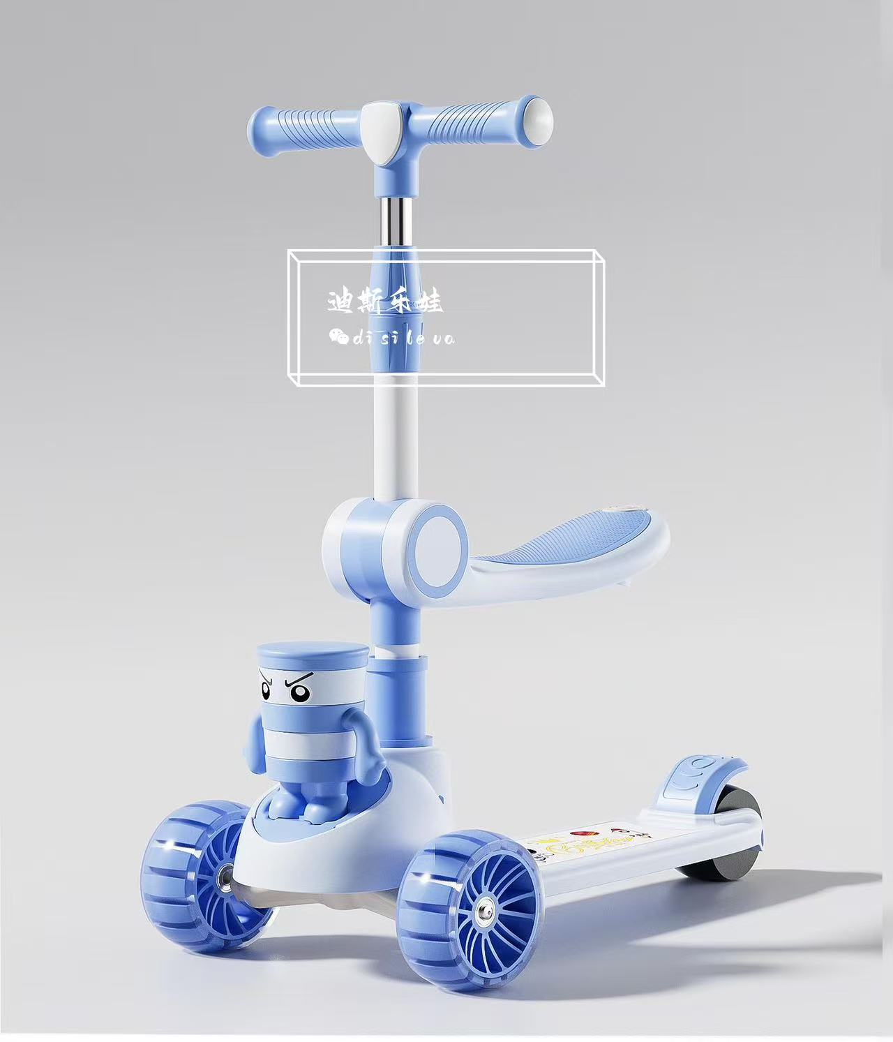 迪斯乐娃儿童滑板车2-8岁男女宝宝可坐可乘折叠溜溜车1