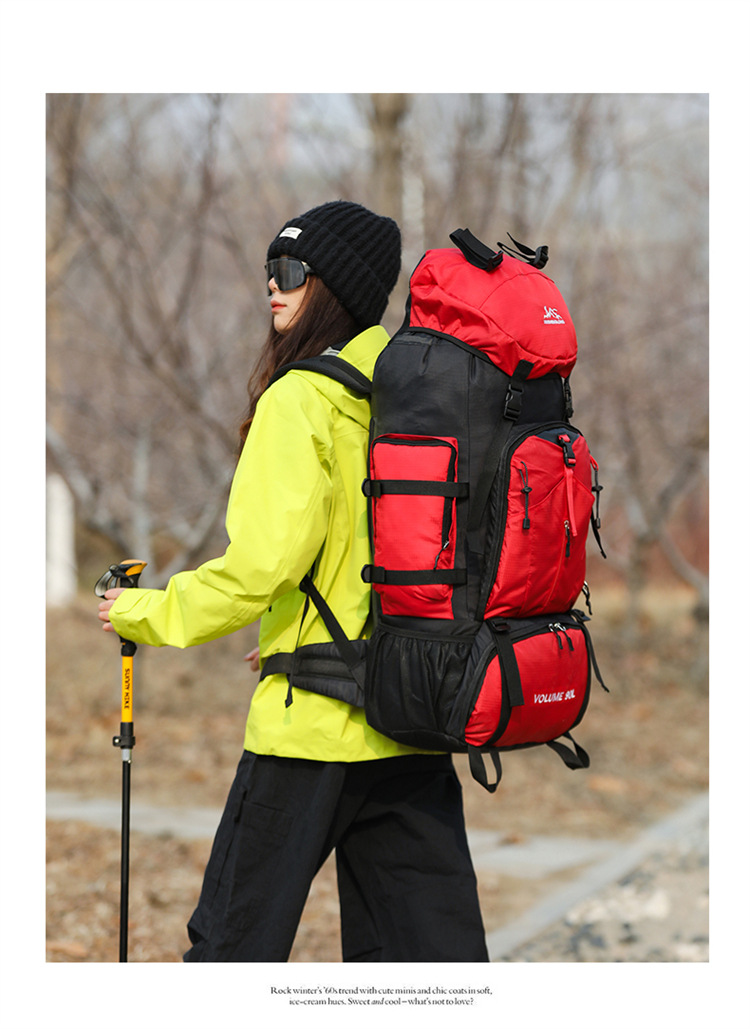 Outdoor hiking bags, camping tents, backpacks, men's and women's sports travel bags, hiking travel luggage bags, large capacity 90L detail image 16