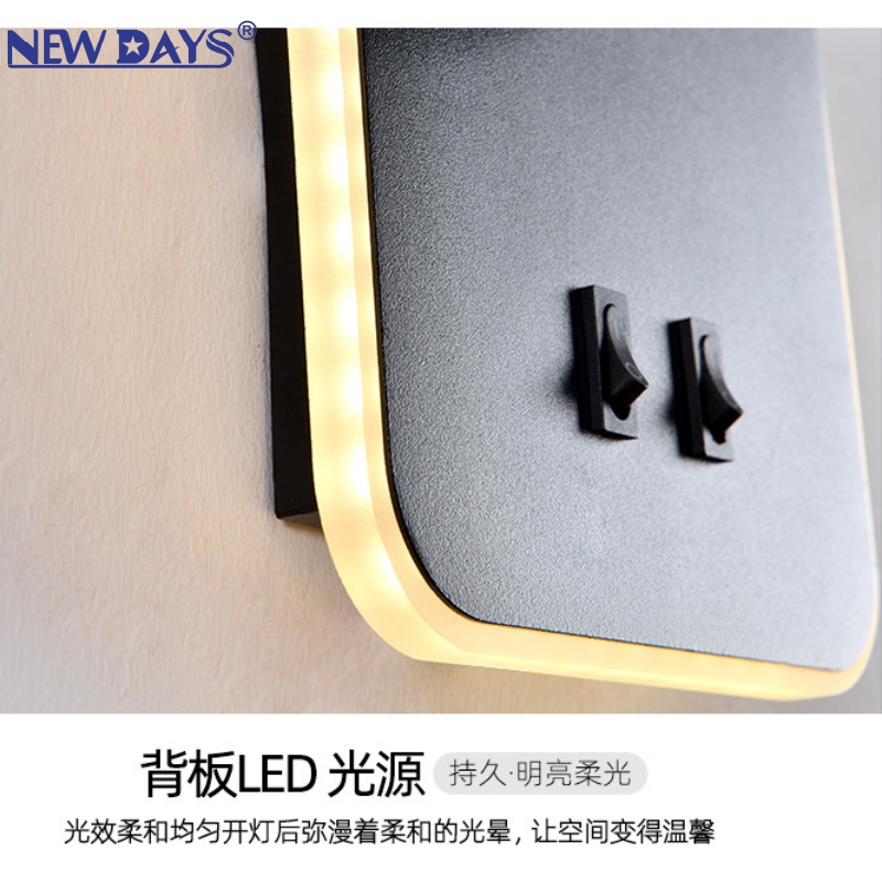 NEWDAYS brand cross-border new led bulb rectangular rotatable reading lamp, energy-saving high-brightness lamp, embedded aisle wall lamp and night light Specification image