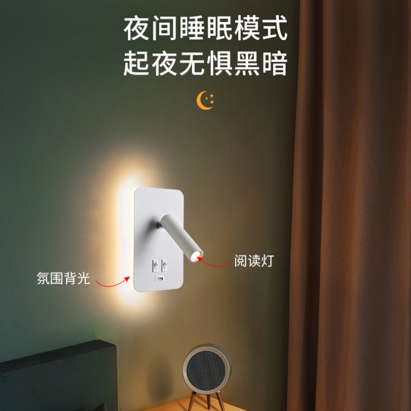 NEWDAYS brand's new cross-border led bulb is a rectangular rotatable reading lamp, an energy-saving high-brightness lamp, an embedded aisle wall lamp, a night light with a USB interface Item Picture
