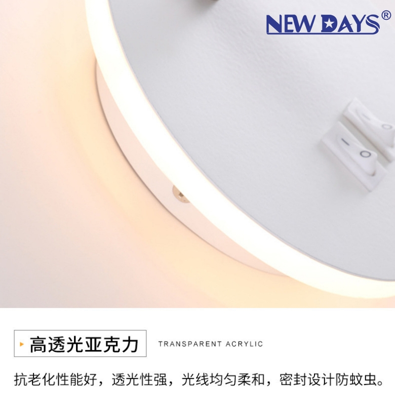 NEWDAYS brand's new cross-border led bulbs, circular reading lights, spotlights, eye-protecting high-brightness energy-saving lamps, embedded corridor wall lamps and night lights Specification image