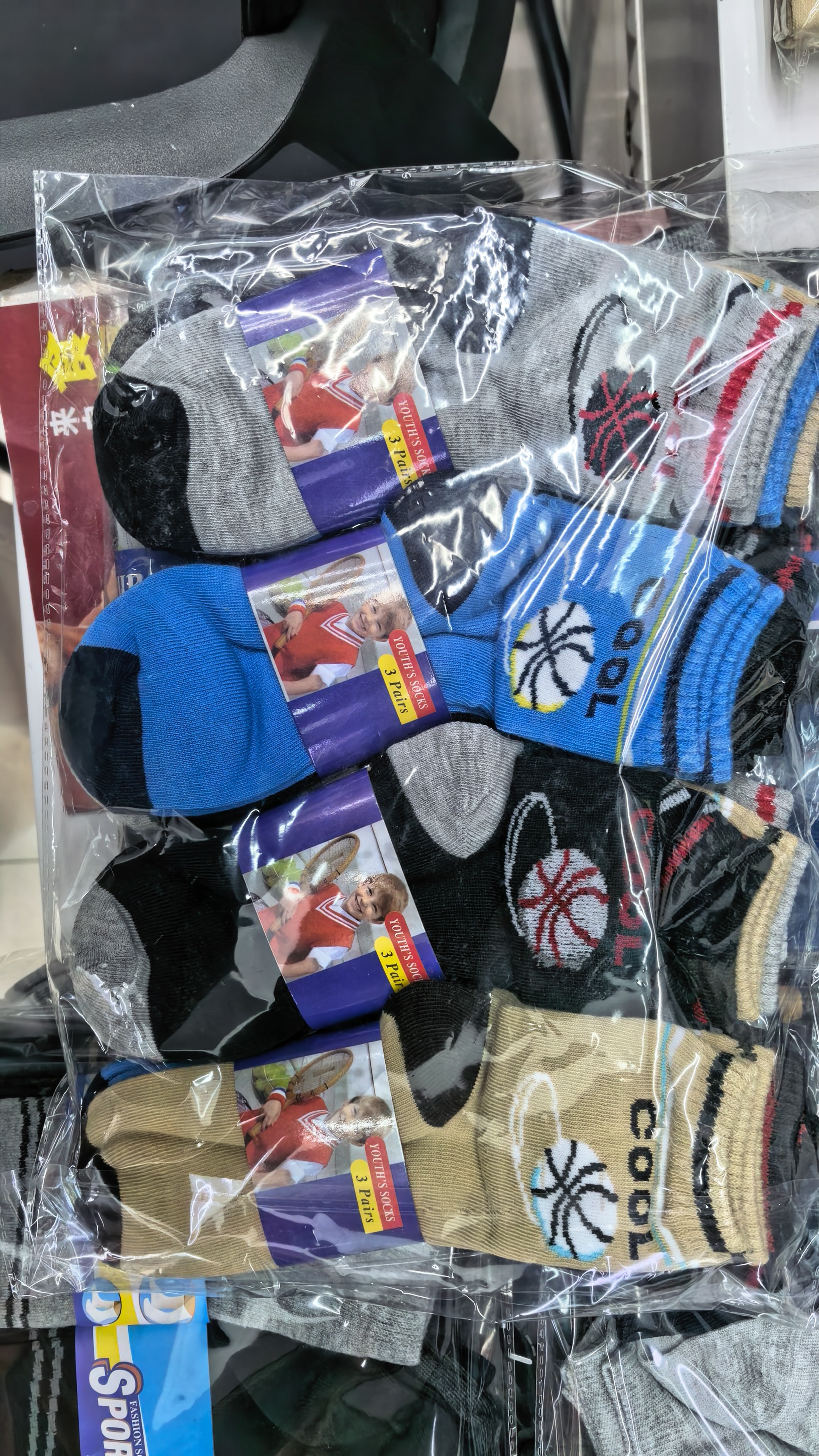 Men's and teenagers' socks for foreign trade, polyester-cotton socks details Picture