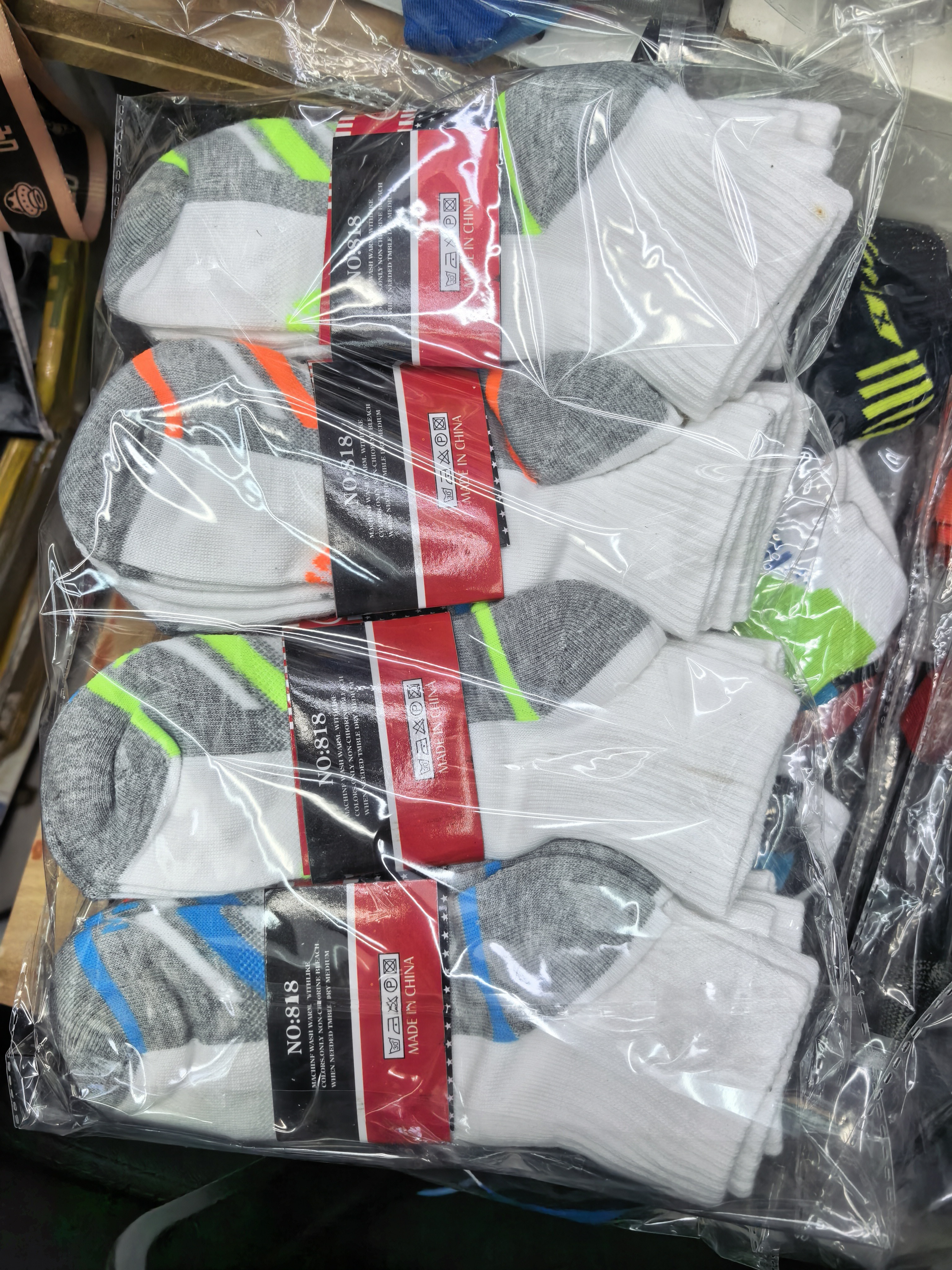 Export sports socks, all-white sports socks, export cotton socks details Picture