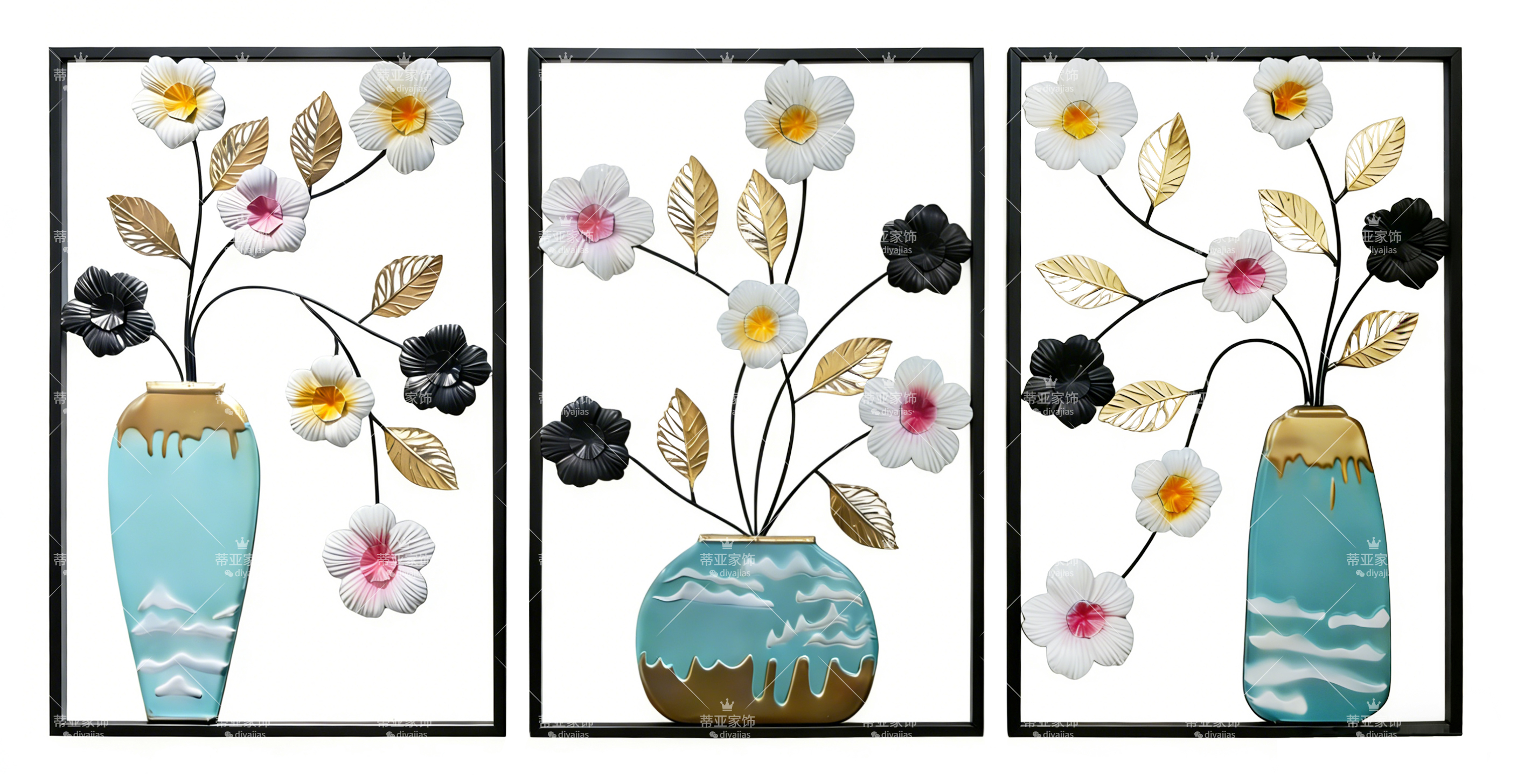工艺画花瓶与花卉图案装饰画五区壁画卧室用