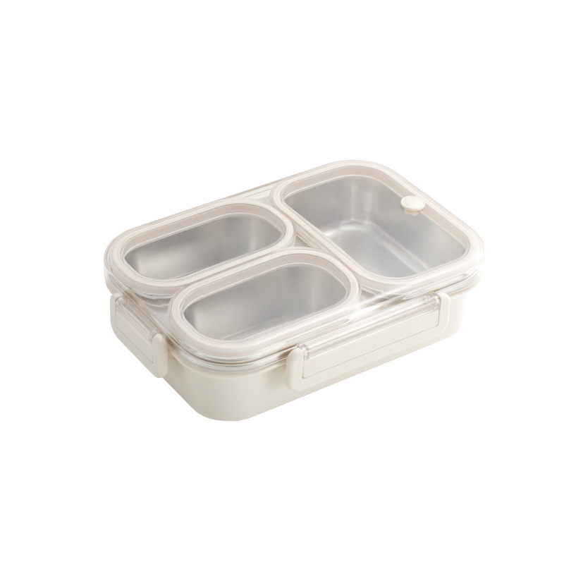 304 不锈钢三格饭盒 密封防串味 可微波 学生上班族便携便当盒详情2