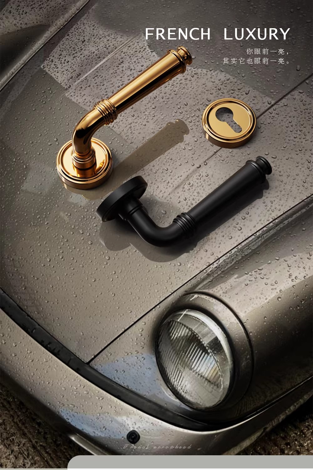 Haobao door locks: Bedroom magnetic silent door locks, interior door locks, household solid wood doors, bathroom split door handles, grey pic 1