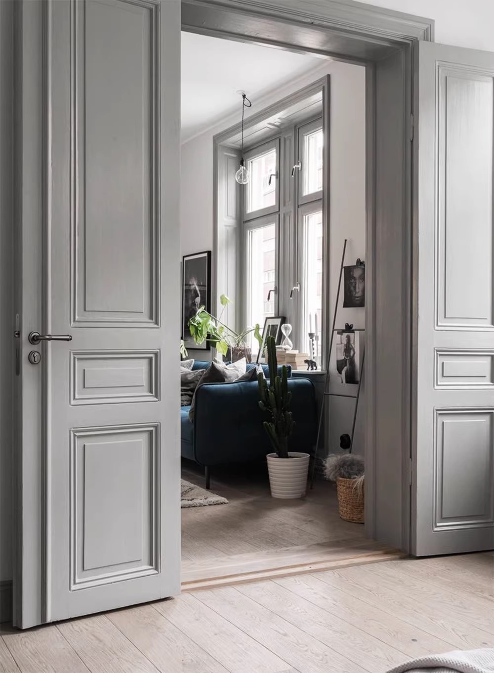 Haobao door locks: Bedroom magnetic silent door locks, interior door locks, household solid wood doors, bathroom split door handles, grey pic 7