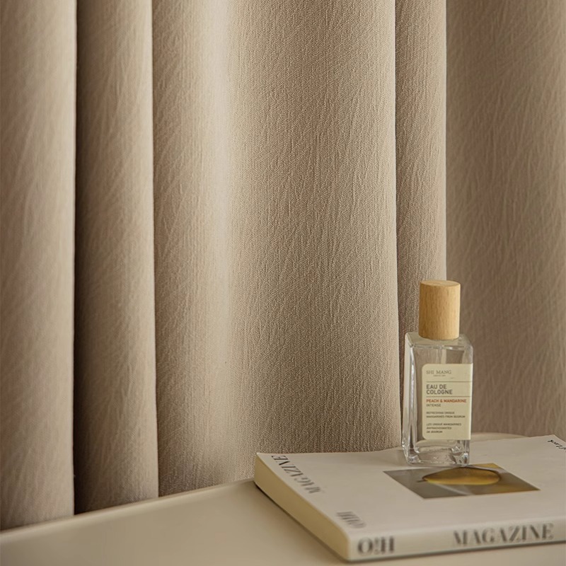 芝士羊绒雪尼尔窗帘遮光2025 新款法式轻奢现代简约卧室客厅奶茶10米起购