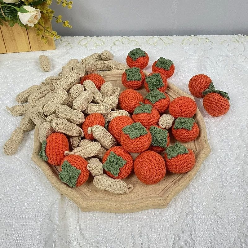 This handcrafted persimmon and peanut decorative item is a creative weaving pendant. It's a gift for moving into a new home and wedding. It's a realistic persimmon and peanut home decoration and a best-selling gift for festivals pic 2