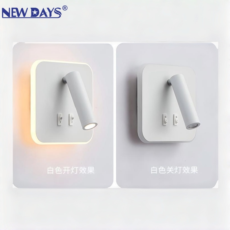 NEWDAYS brand cross-border new led bulb square rotatable reading lamp, high-brightness energy-saving lamp, built-in aisle wall lamp and night light Item Picture