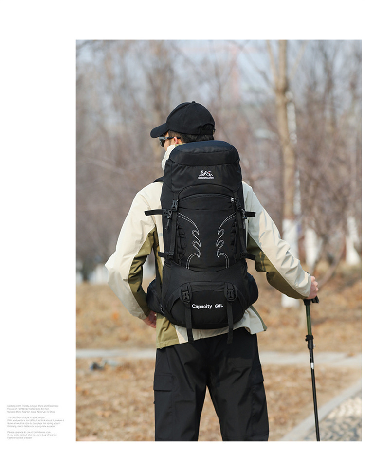60L heavy-duty hiking and mountaineering outdoor backpack, large-capacity hiking bag, sports outdoor bag, travel camping backpack detail image 17