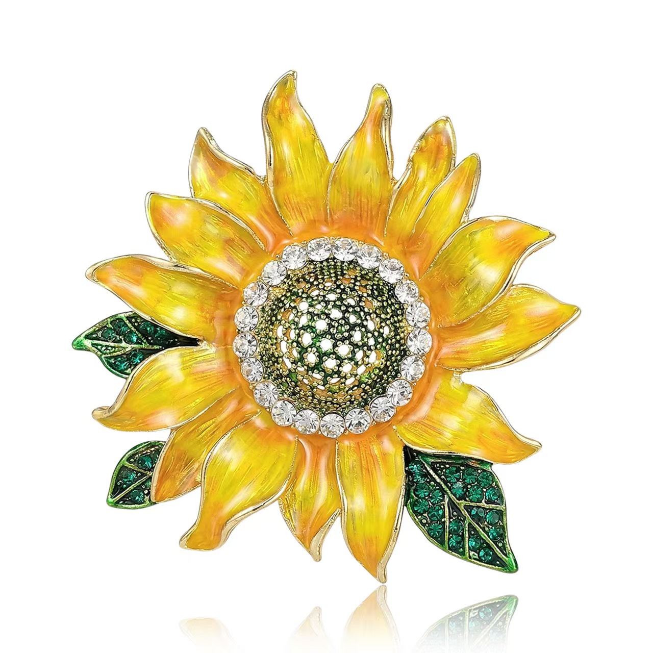 跨境时尚百搭可爱镶钻向日葵花胸针潮流个性气质外套开衫胸花别针