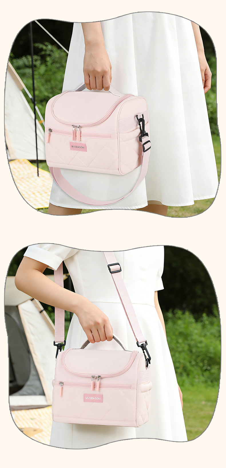 New cross-border large-capacity insulated bag for work, lunch box, ice bag, fashionable and simple single-shoulder insulated lunch box bag detail image 3