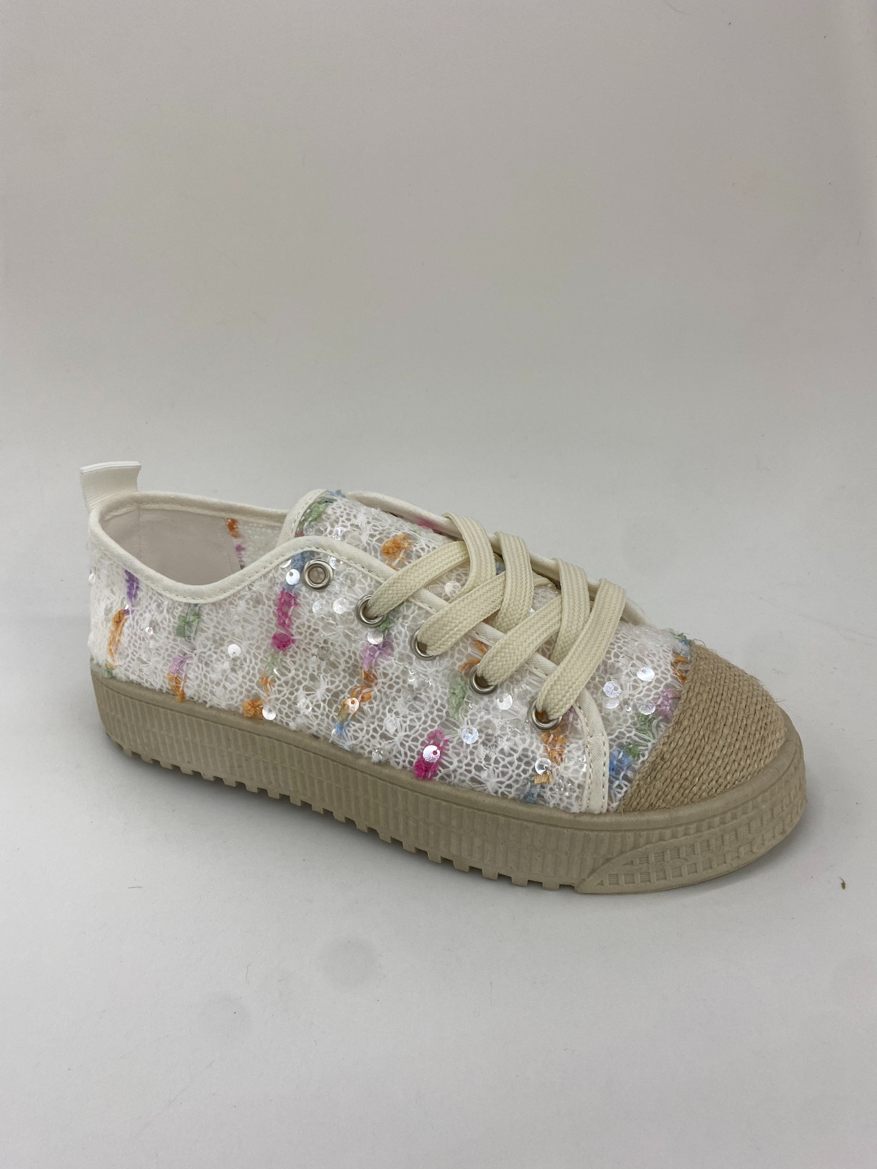 Sequined decorated summer casual shopping shoes for women full figure