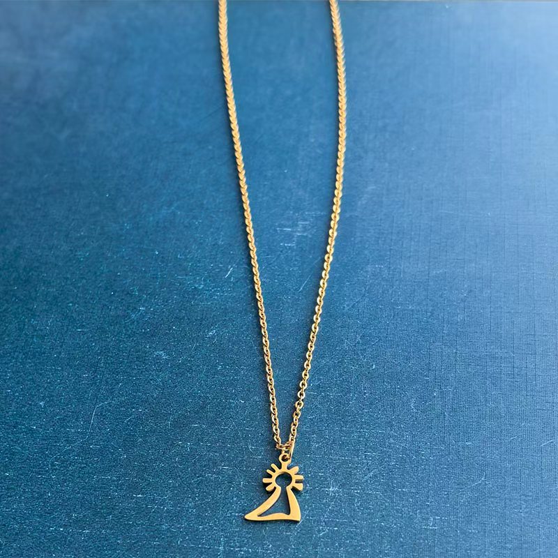 Cross-border foreign trade titanium steel stainless steel necklace pendant, women's fashion guardian angel DIY jewelry accessories, trendy and personalized Specification image