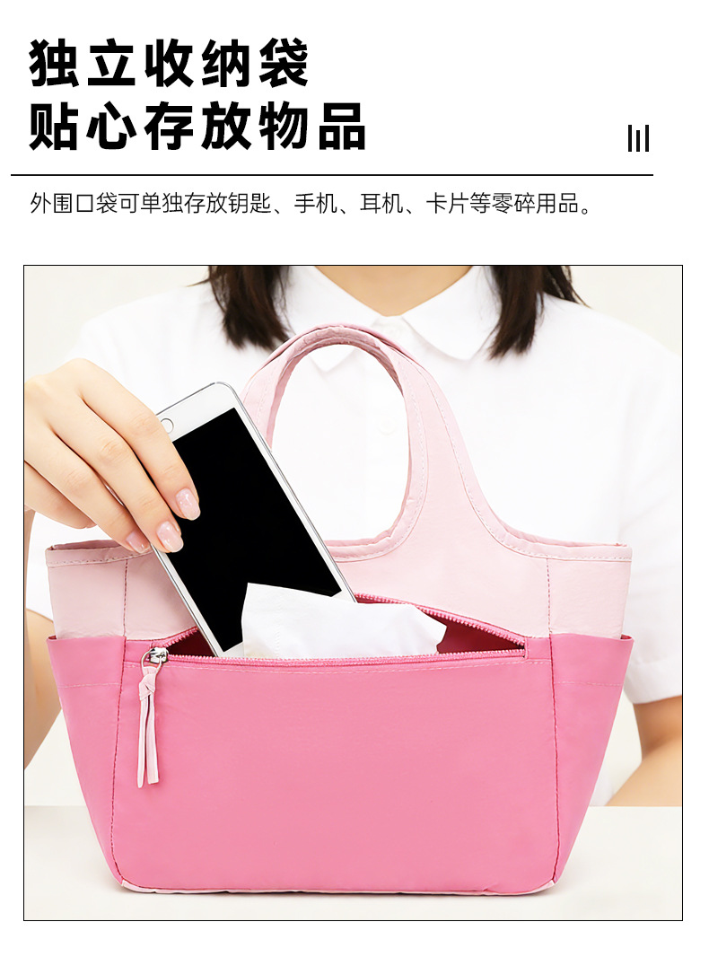 New color-blocked handbags, fashionable tote bags, large-capacity small bags for going out, storage bags, hand-carry bags, student travel detail image 11