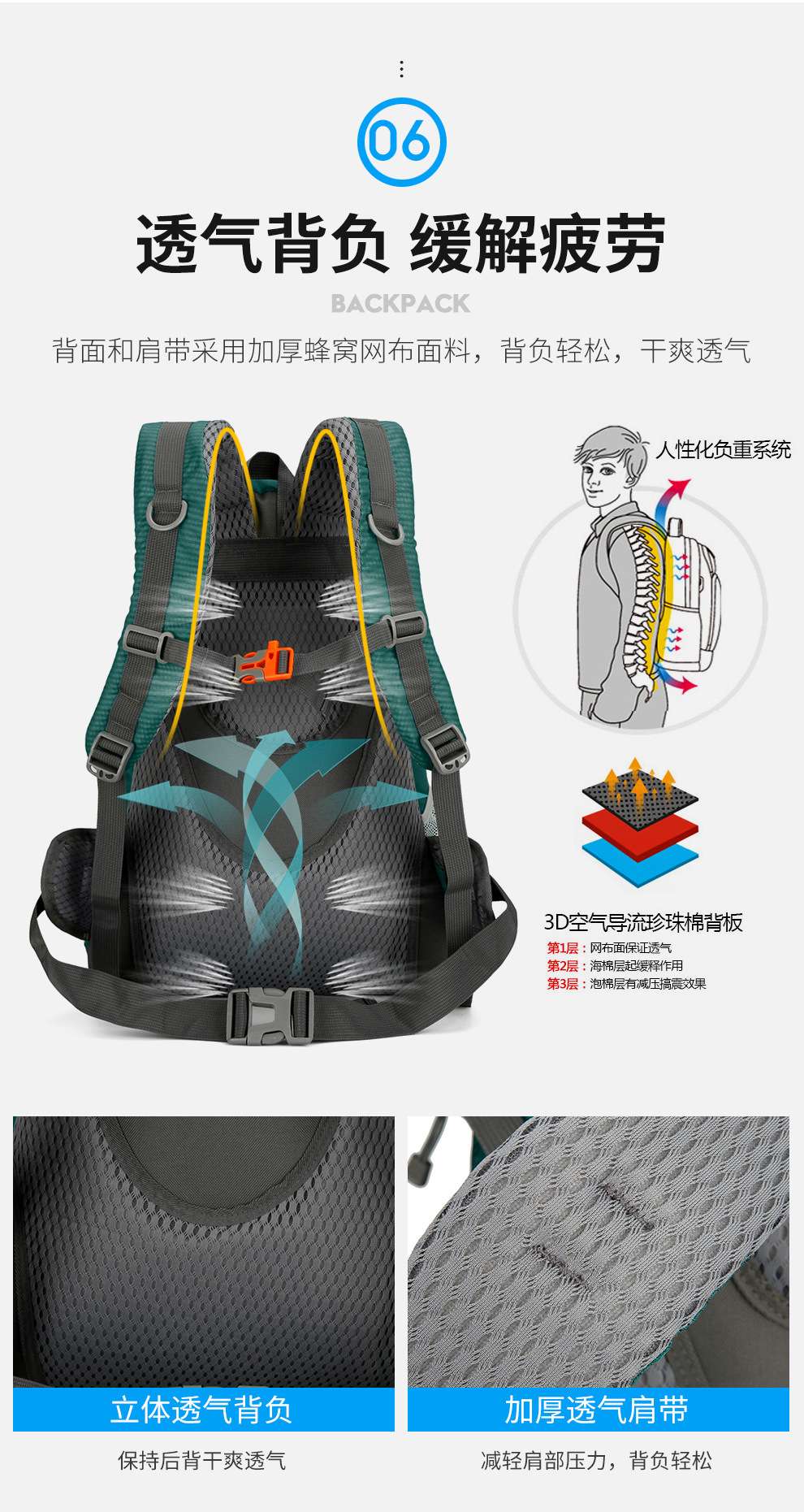Casual outdoor backpacks, sports backpacks, casual, fashionable, lightweight, foldable backpacks, large-capacity hiking and mountain climbing bags detail image 15