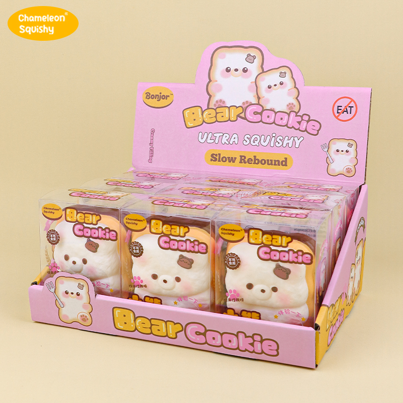 Little Bear Sandwich cookies, squeeze and relieve stress PU toys, children's spoof simulation small toys, students' super slow rebound toys details Picture