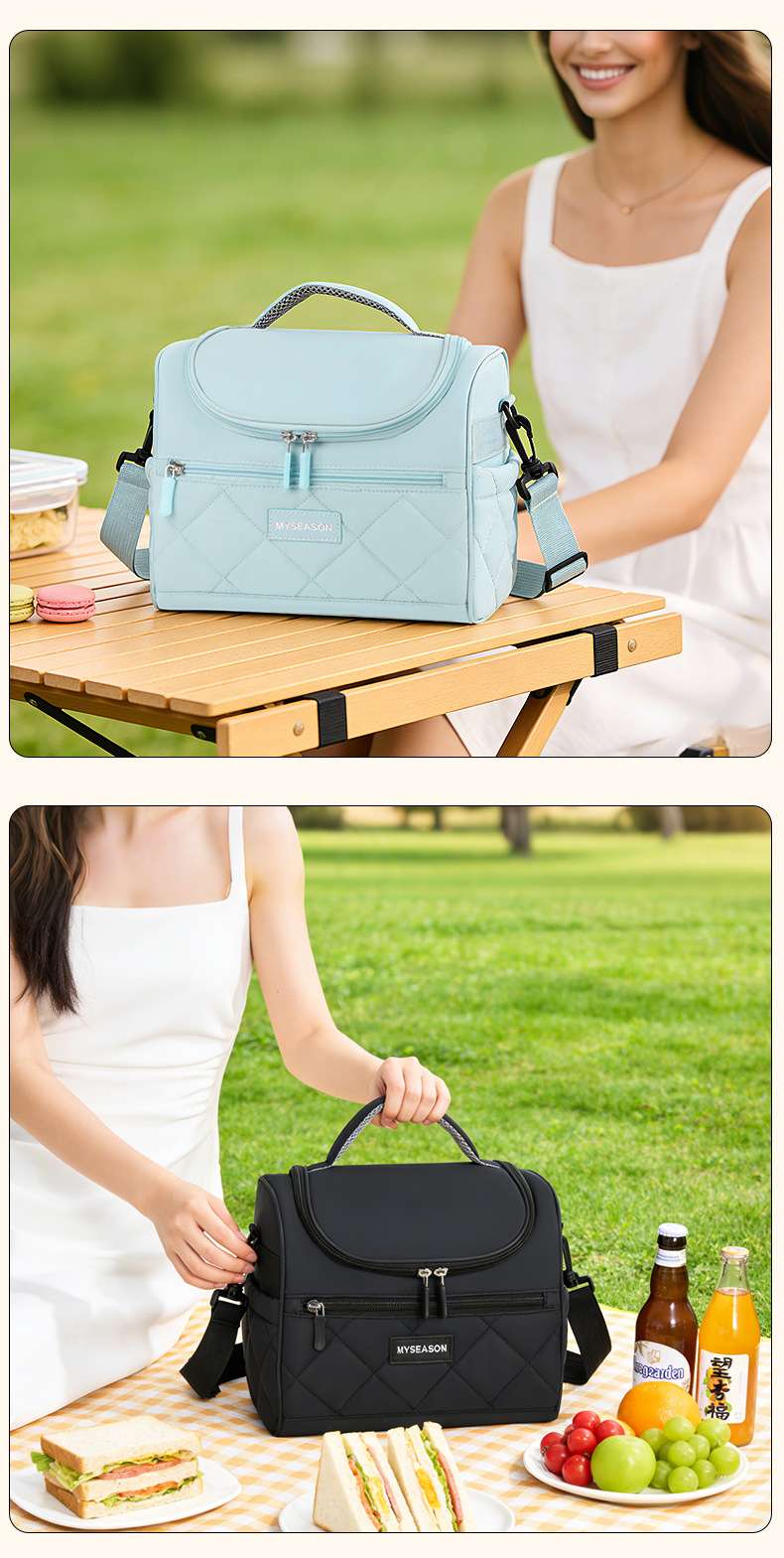New cross-border large-capacity insulated bag for work, lunch box, ice bag, fashionable and simple single-shoulder insulated lunch box bag detail image 16