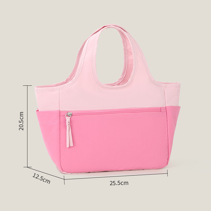 New color-blocked handbags, fashionable tote bags, large-capacity small bags for going out, storage bags, hand-carry bags, student travel detail image 19