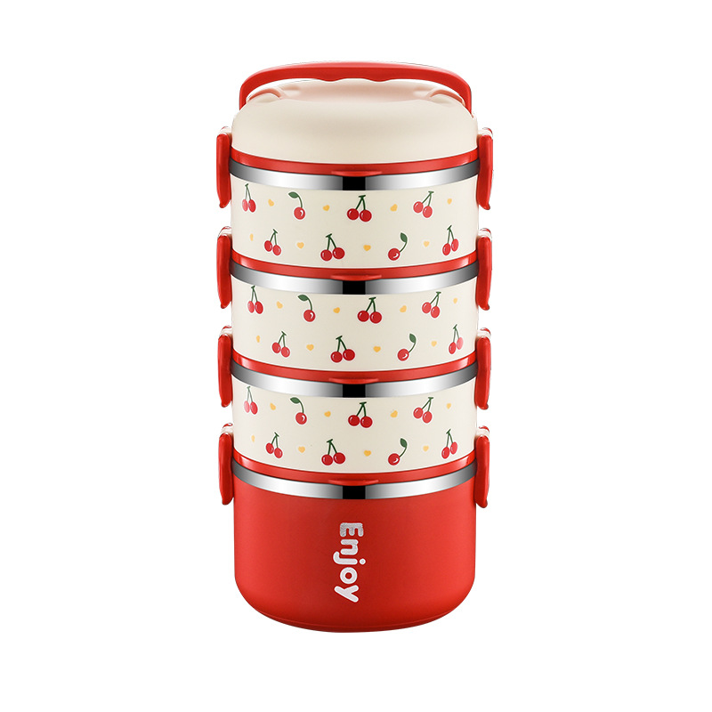 304 不锈钢樱桃多层保温饭盒 防烫 自由组合 上班族学生便携便当盒详情2