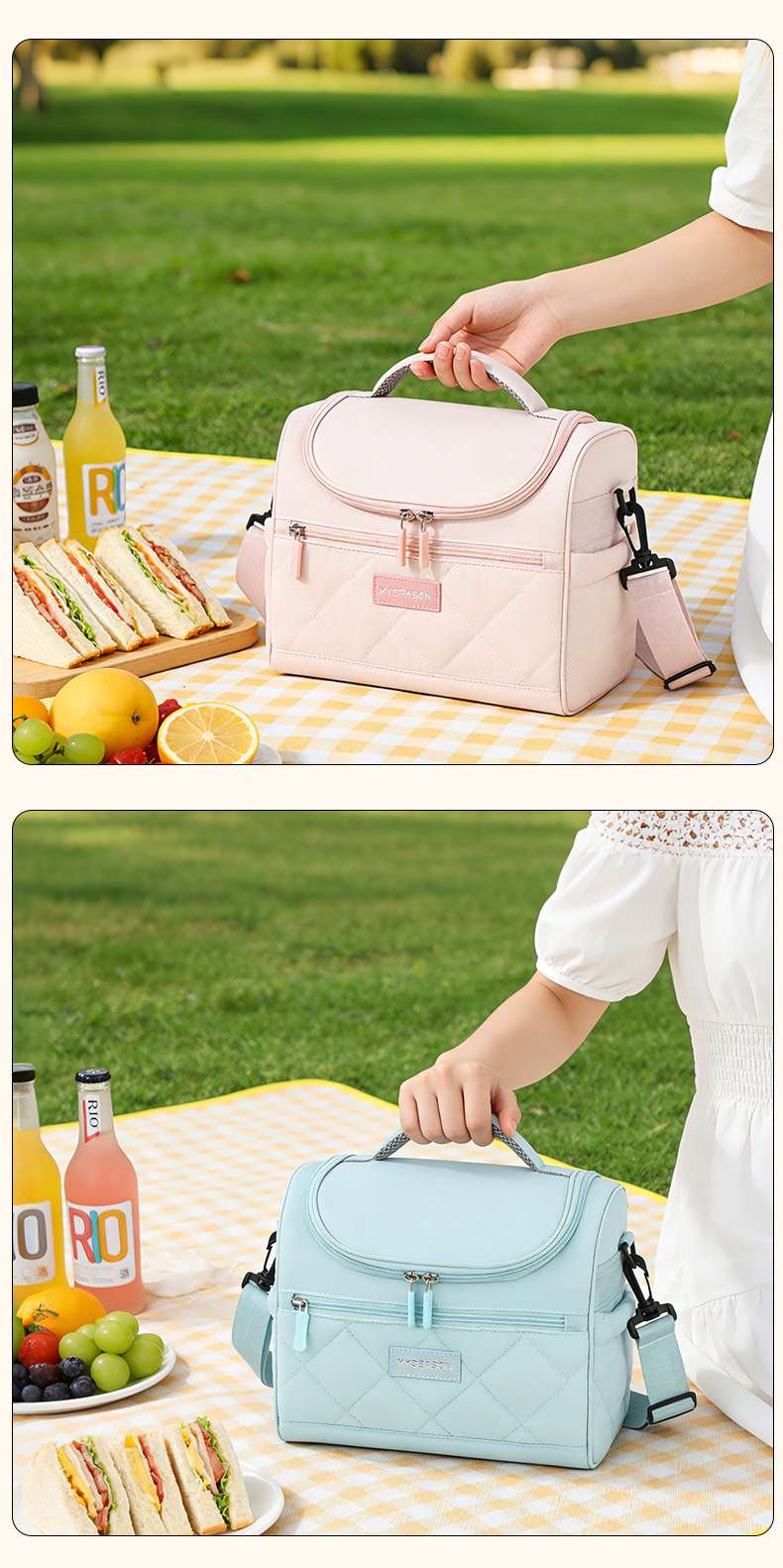 New cross-border large-capacity insulated bag for work, lunch box, ice bag, fashionable and simple single-shoulder insulated lunch box bag detail image 18