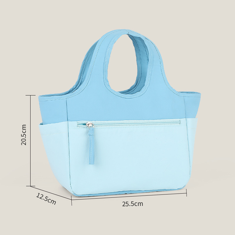 New color-blocked handbags, fashionable tote bags, large-capacity small bags for going out, storage bags, hand-carry bags, student travel detail image 16