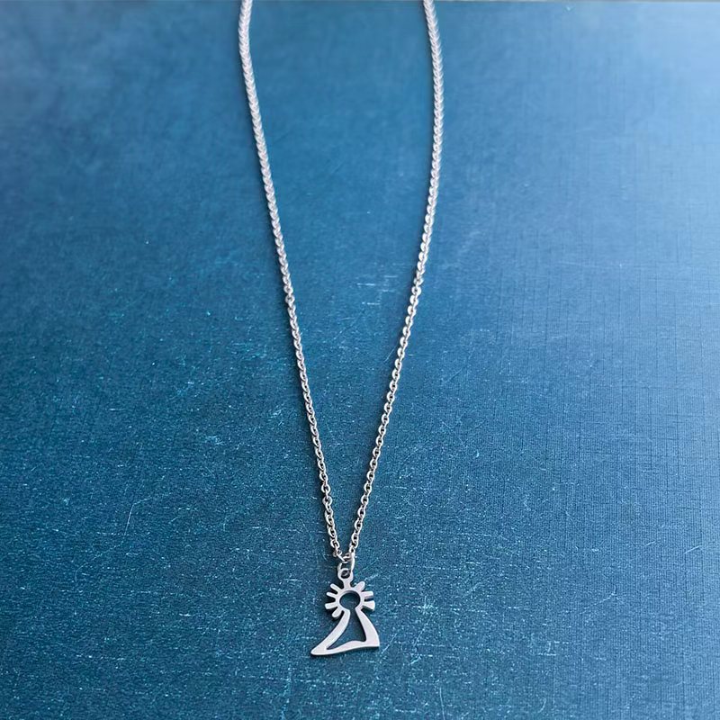 Cross-border foreign trade titanium steel stainless steel necklace pendant, women's fashion guardian angel DIY jewelry accessories, trendy and personalized detail image 3