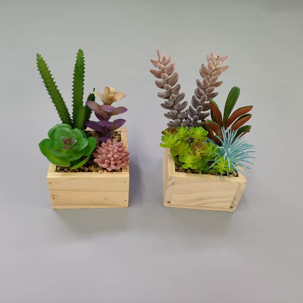 仿真花假花盆景木头盒子多肉装饰品