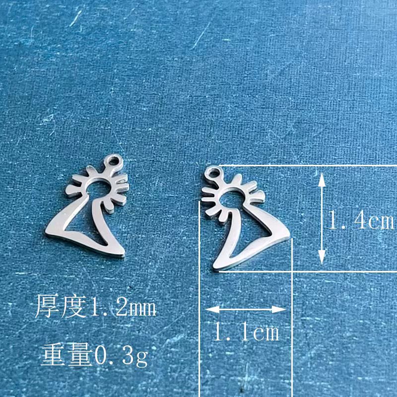 Cross-border foreign trade titanium steel stainless steel necklace pendant, women's fashion guardian angel DIY jewelry accessories, trendy and personalized detail image 2