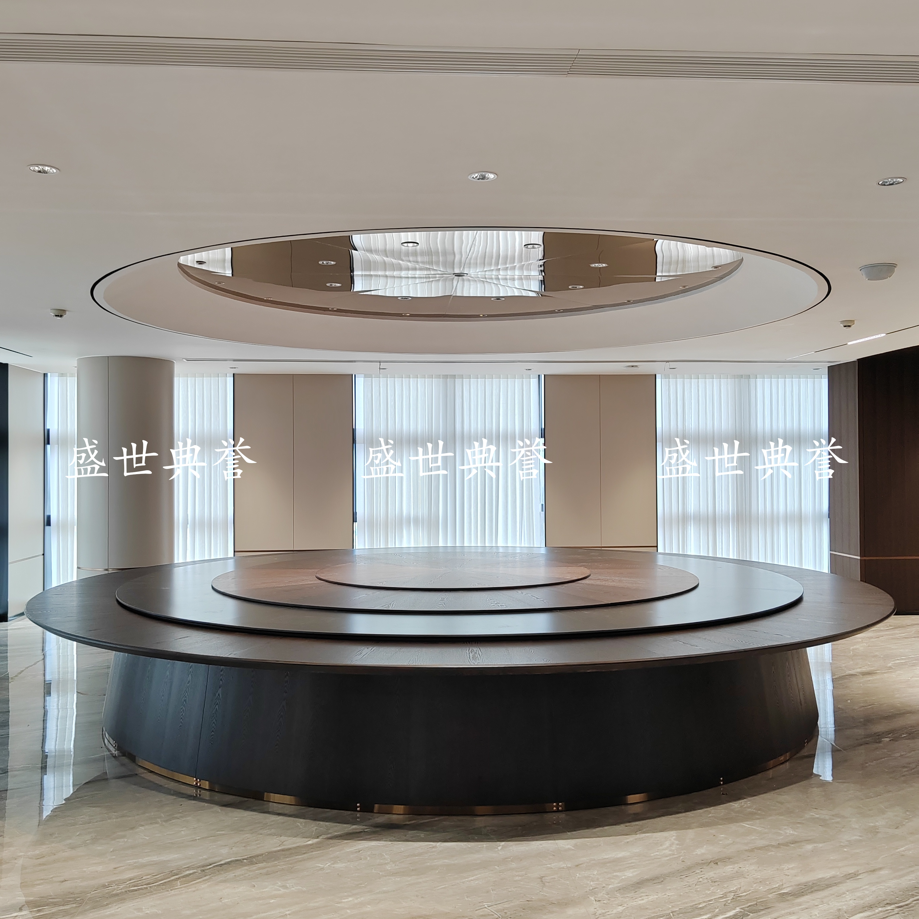 大同五星级酒店实木电动餐桌椅高端会所商务接待30人电动大圆桌