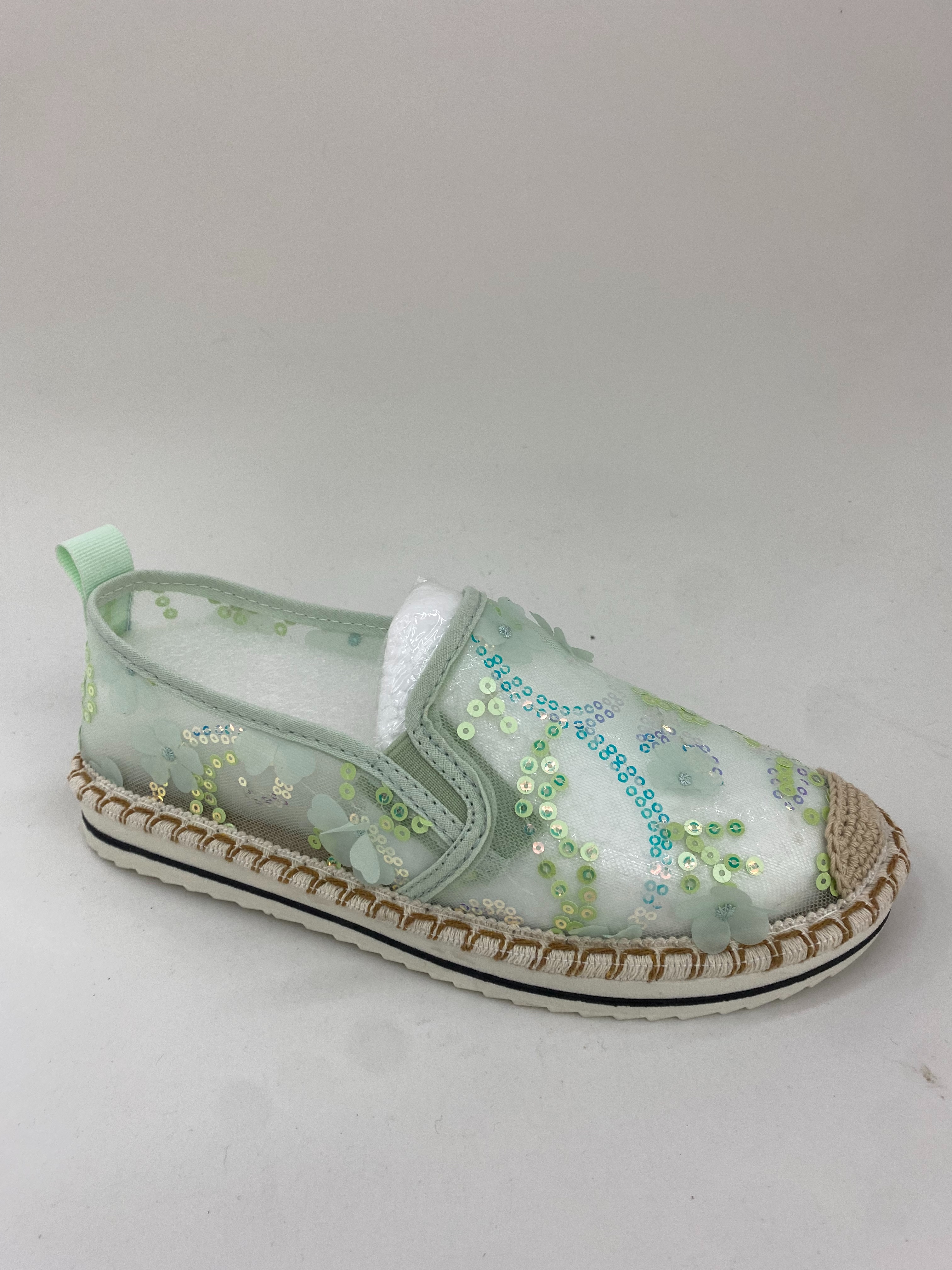 Light green sequined decorated shoes are casual, versatile, anti-slip and soft-soled women's shoes full figure