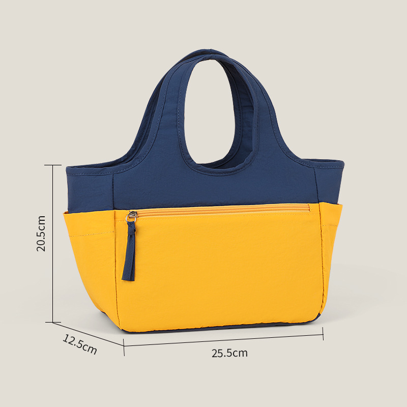 New color-blocked handbags, fashionable tote bags, large-capacity small bags for going out, storage bags, hand-carry bags, student travel Item Picture