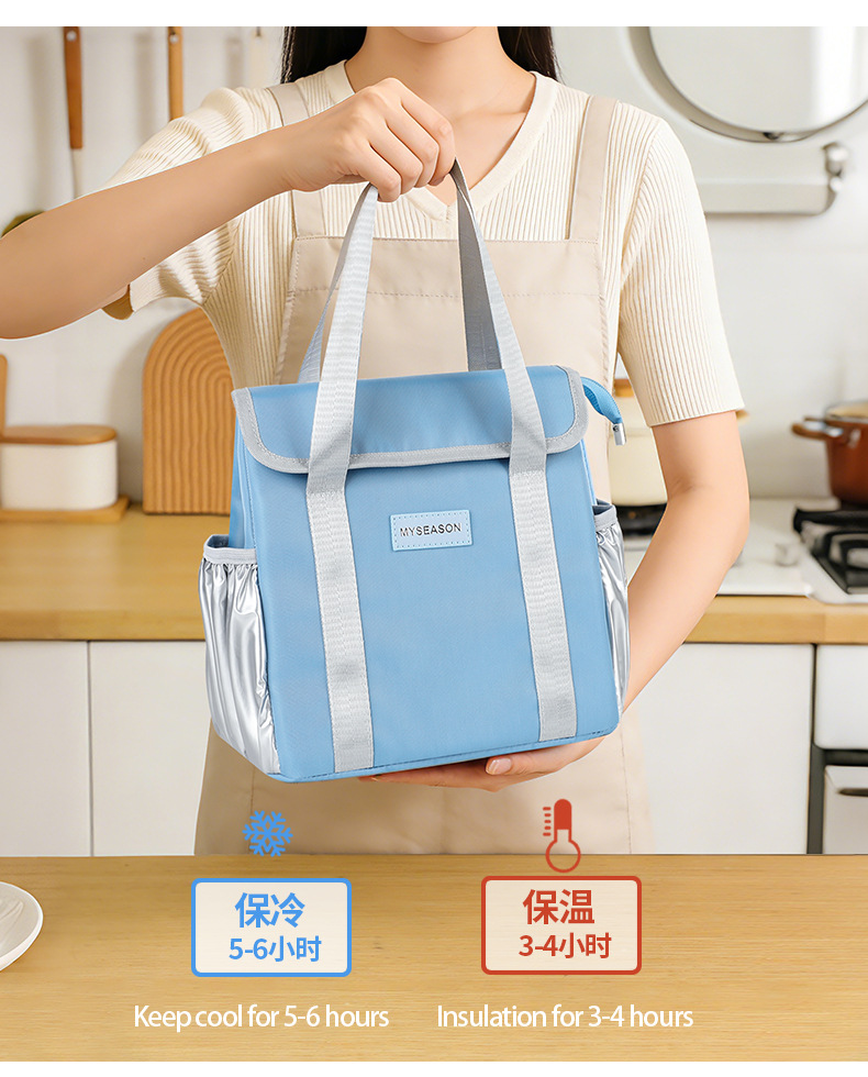 Casual women's hand-held bag 2026 New style Oxford fabric fashionable Korean version simple hand-held office insulated lunch box bag details Picture