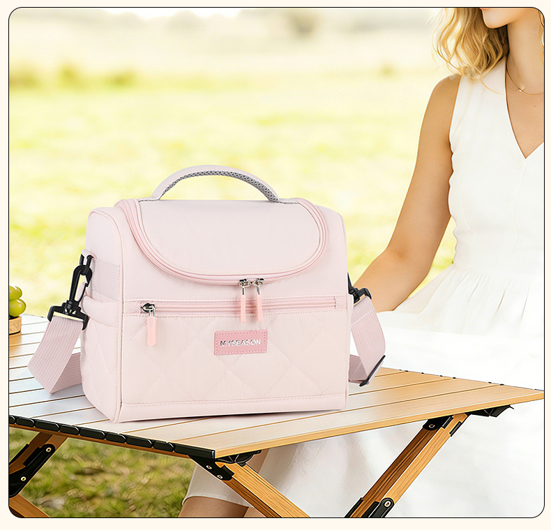 New cross-border large-capacity insulated bag for work, lunch box, ice bag, fashionable and simple single-shoulder insulated lunch box bag detail image 14