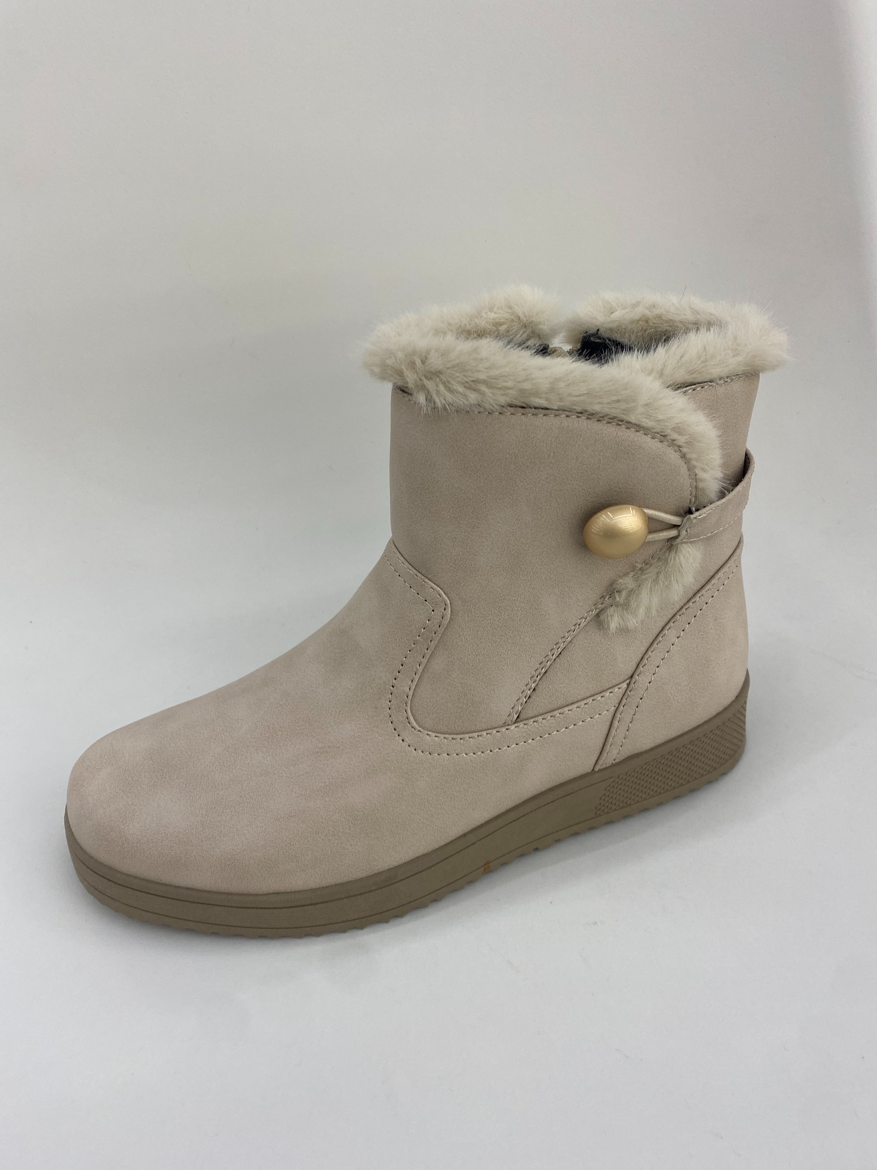 Brown plush ankle boots, anti-slip knitted warm boots make you look taller full figure