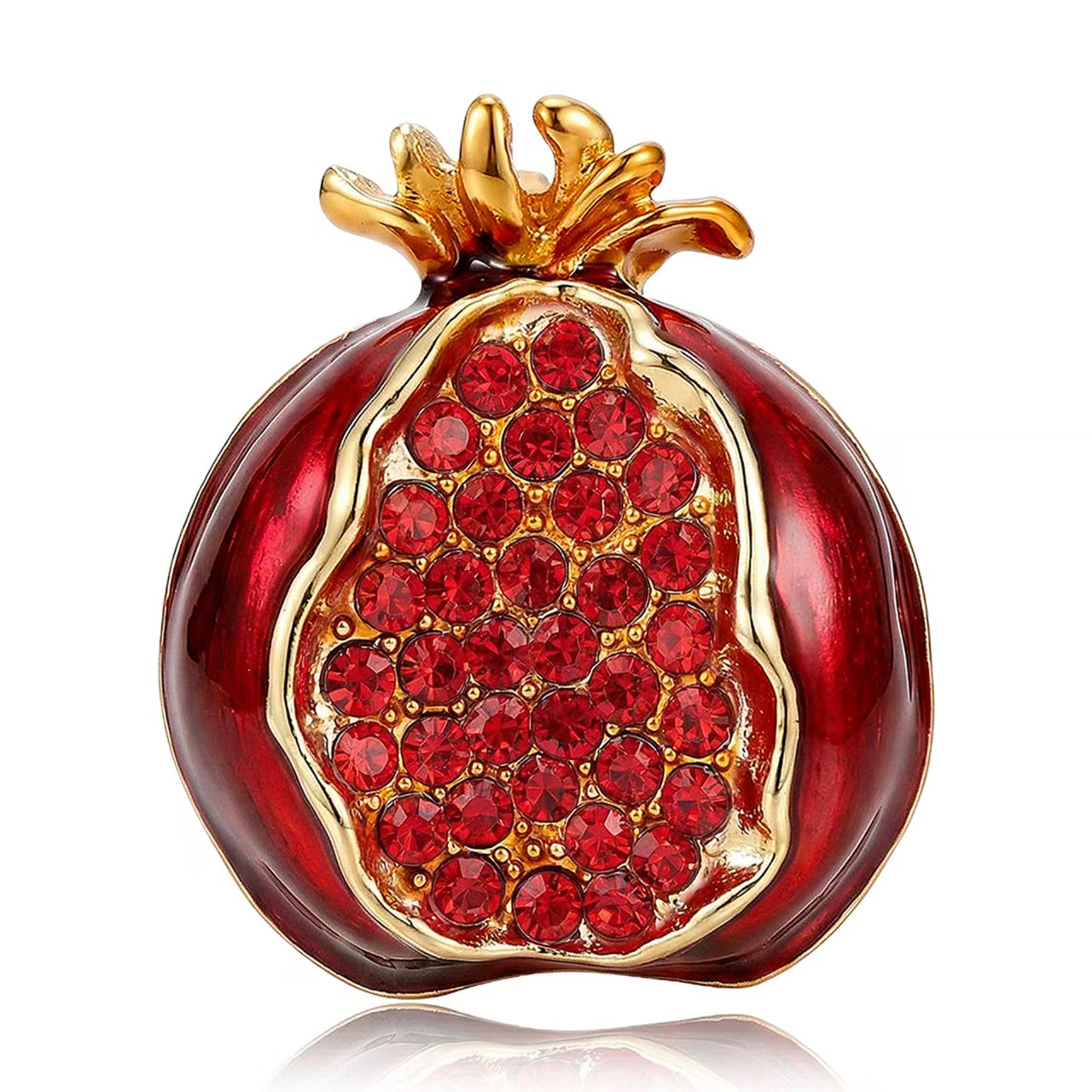 热销珐琅滴油红钻红珠石榴胸针 大衣西装外套胸花厂家直销百搭 