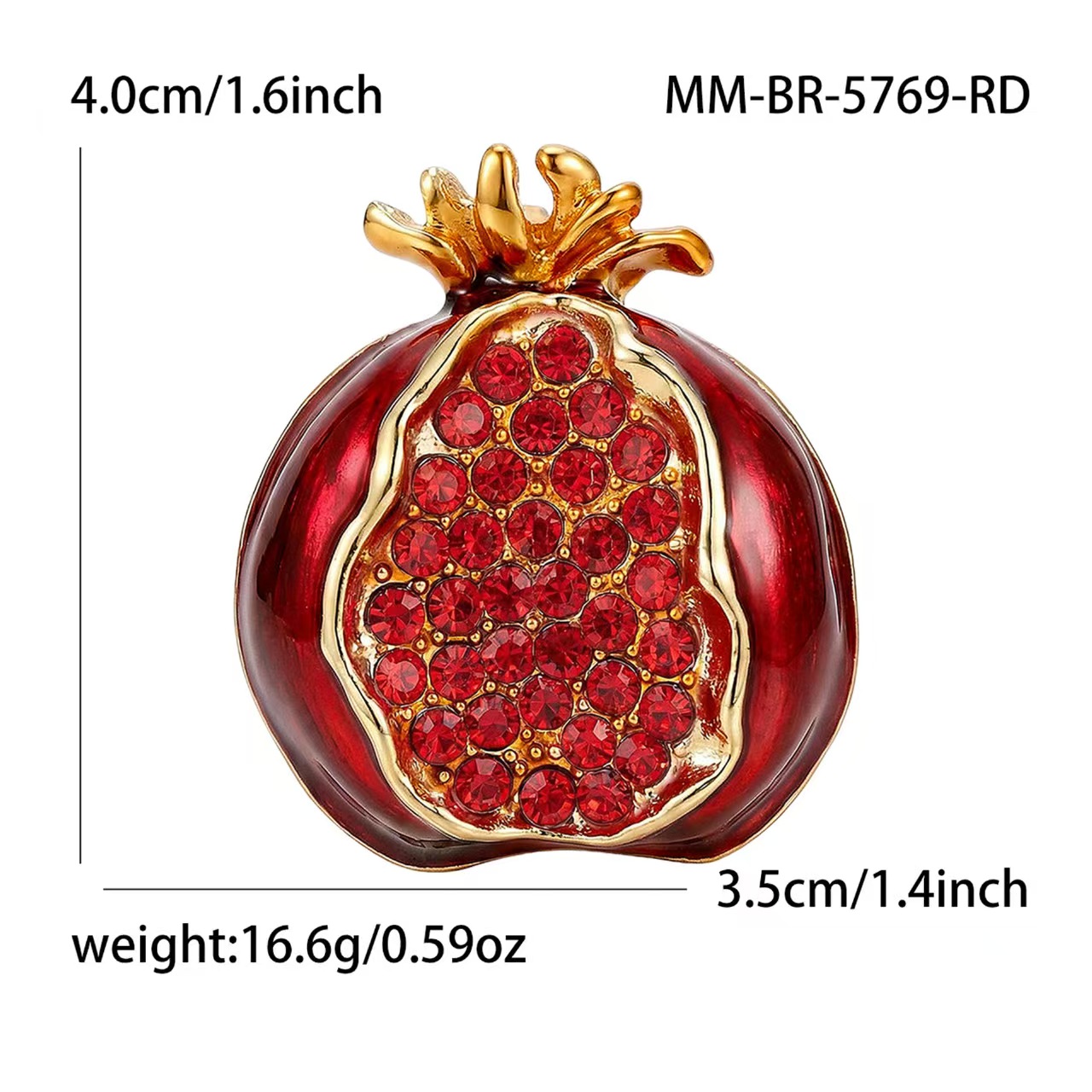 Hot-selling enamel oil drip, red diamond, red pearl, pomegranate brooch, overcoat, suit jacket, corsage factory direct sales, versatile details Picture