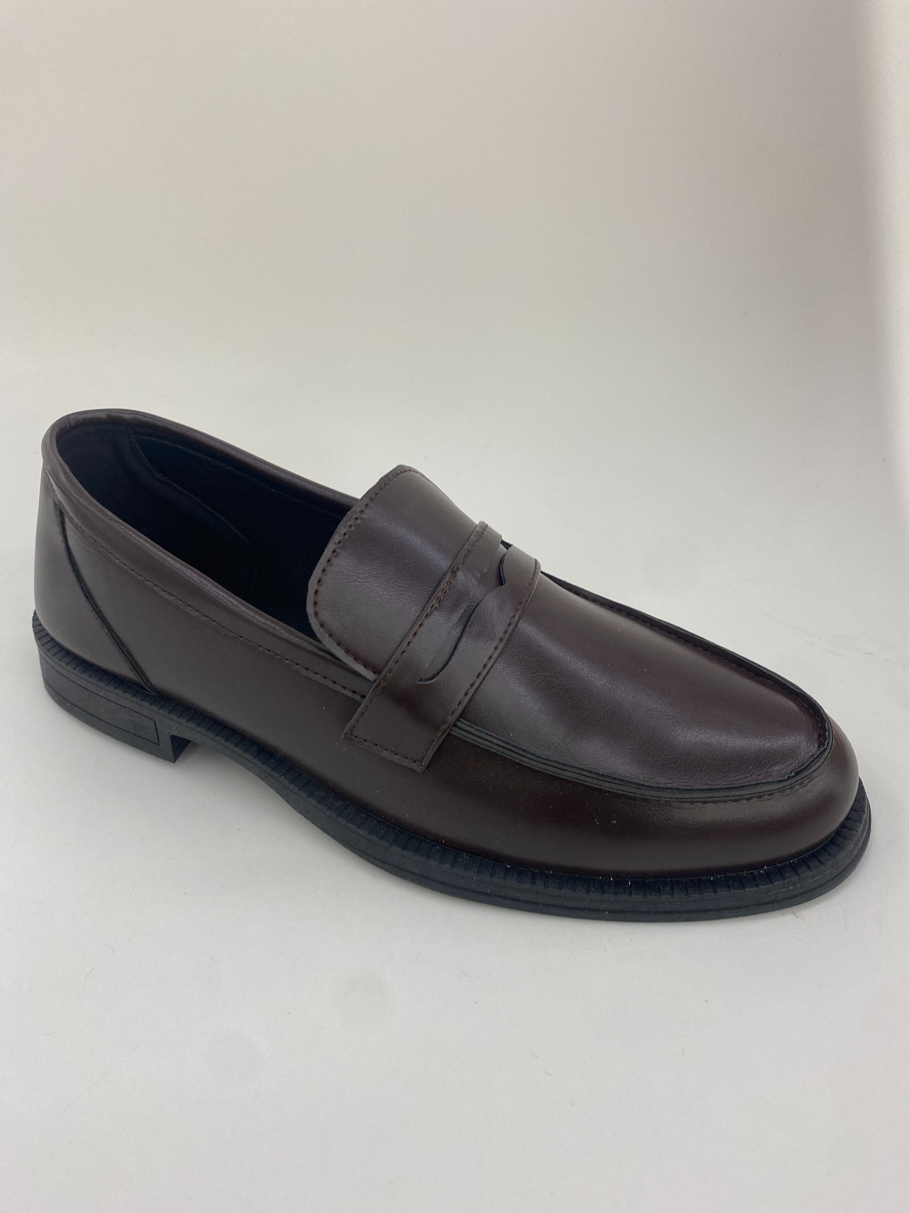 Brown leather shoes, women's shoes, mid-waist knitted shopping and work shoes with a sense of design full figure