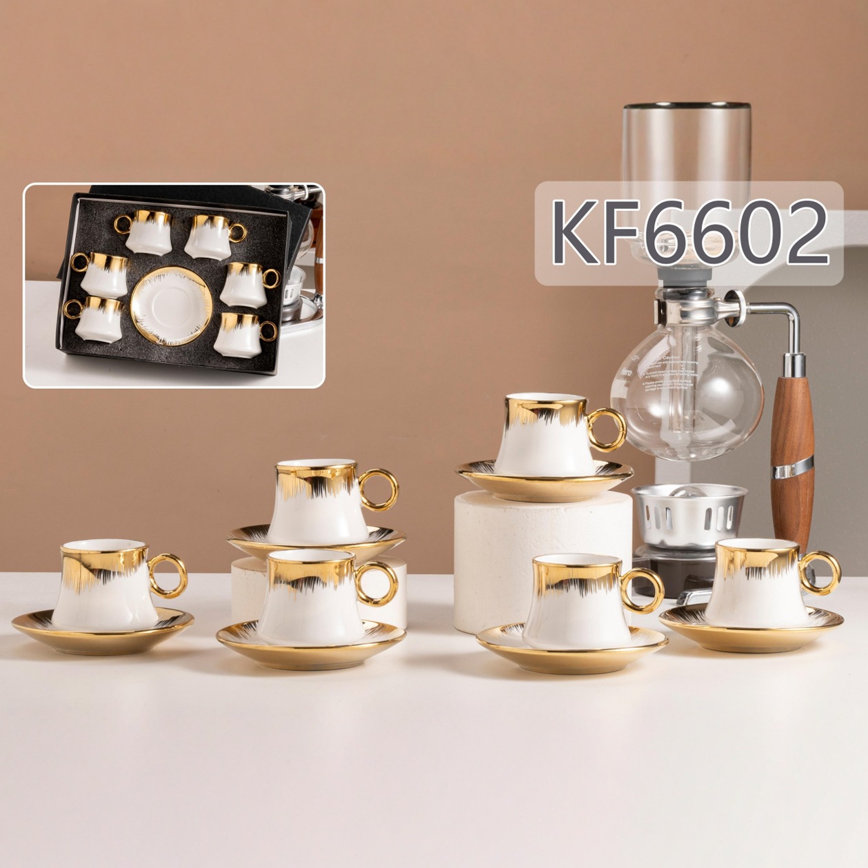 European-style electroplated ceramic coffee cup and saucer set, simple cross-border afternoon tea, wholesale export gifts, coffee cups, coffee cups Specification image