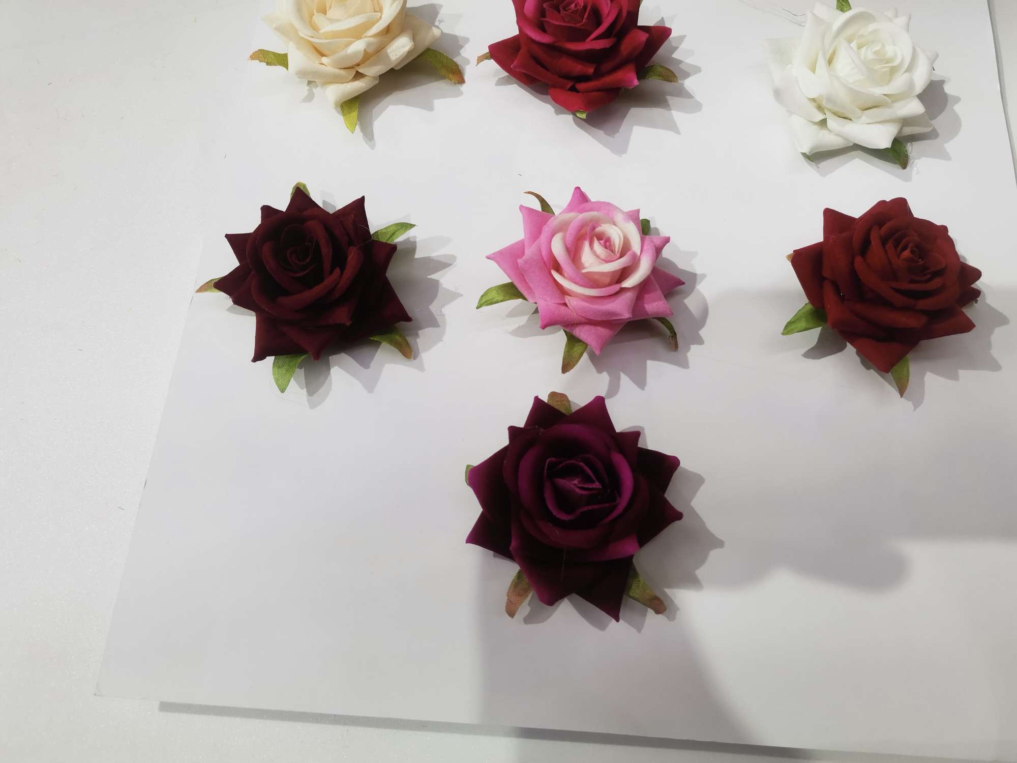 仿真绒布7cm小角玫  DIY设计花胸花饰品装饰花头细节图