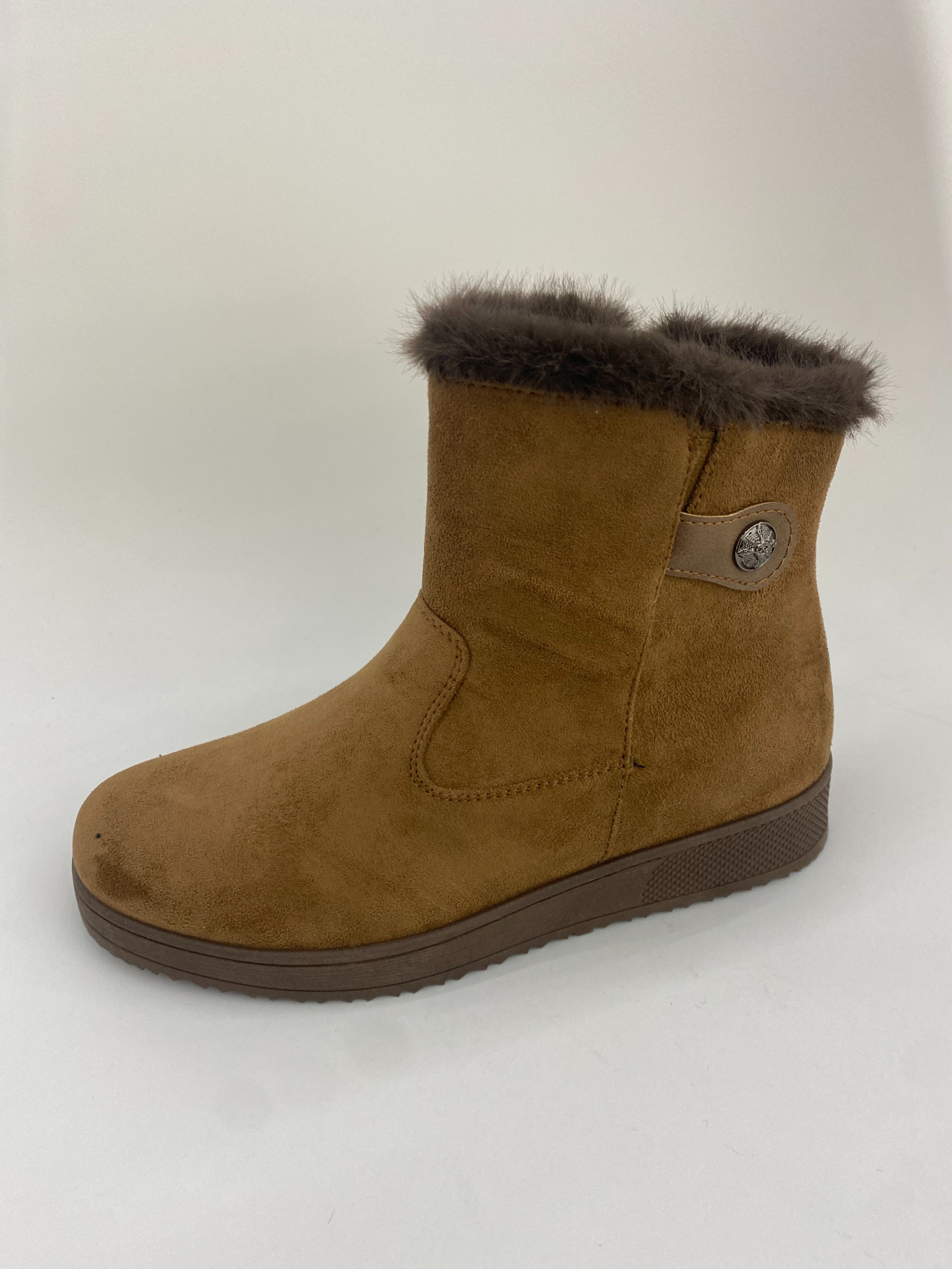 Brown suede design women's knitted versatile life ankle boots for women full figure