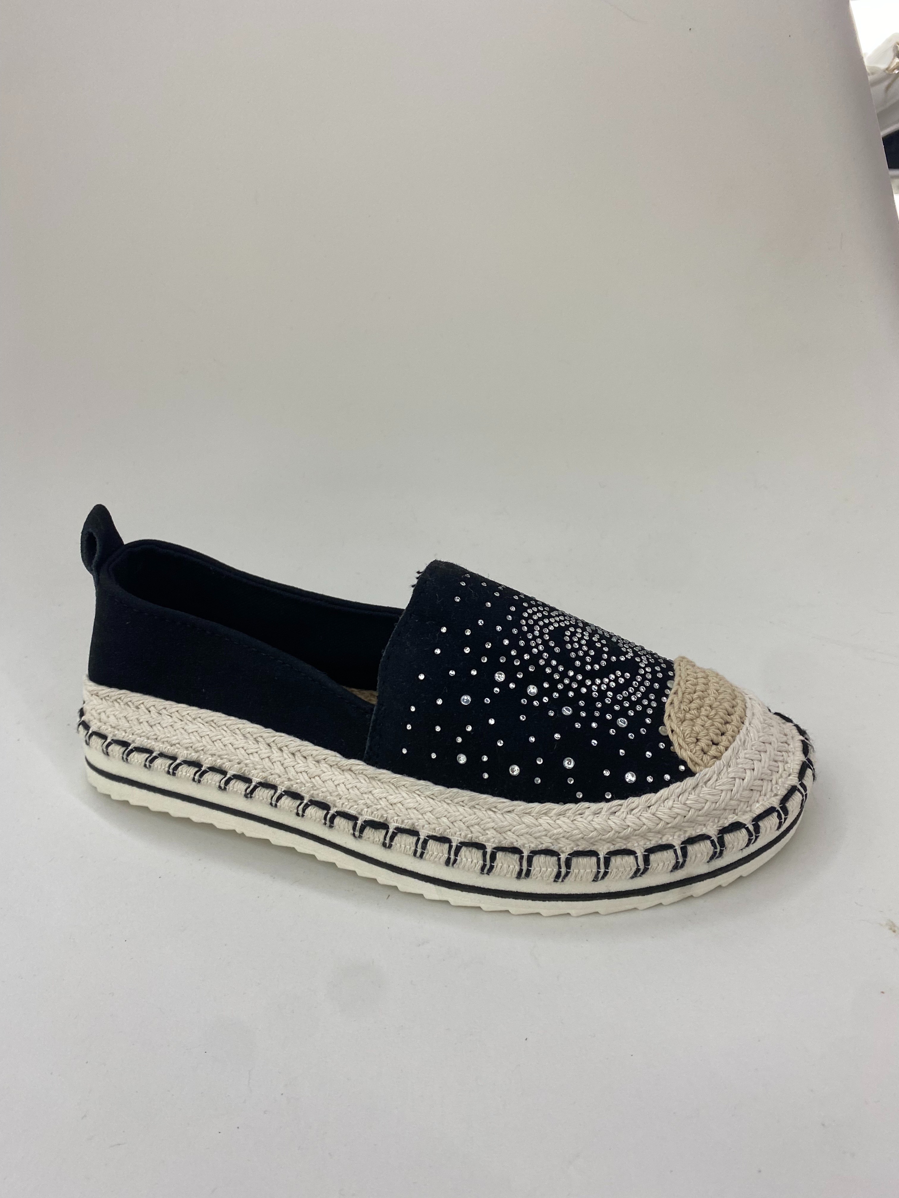 McQueen black diamond-encrusted woven sole German training women's single shoes, white thick-soled casual versatile shoes full figure