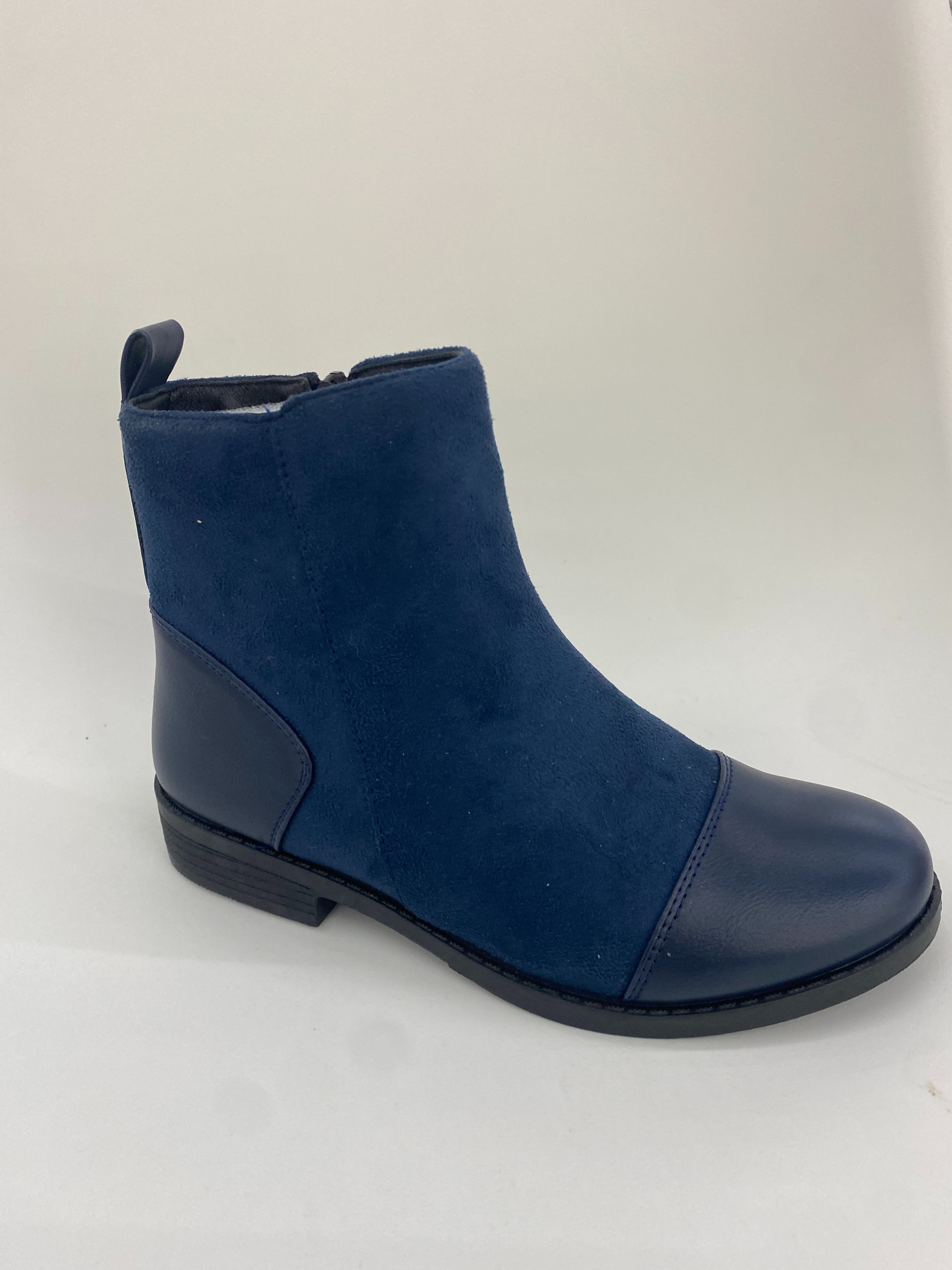 Deep blue over-the-knee design women's mid-waist knitted ankle boots full figure