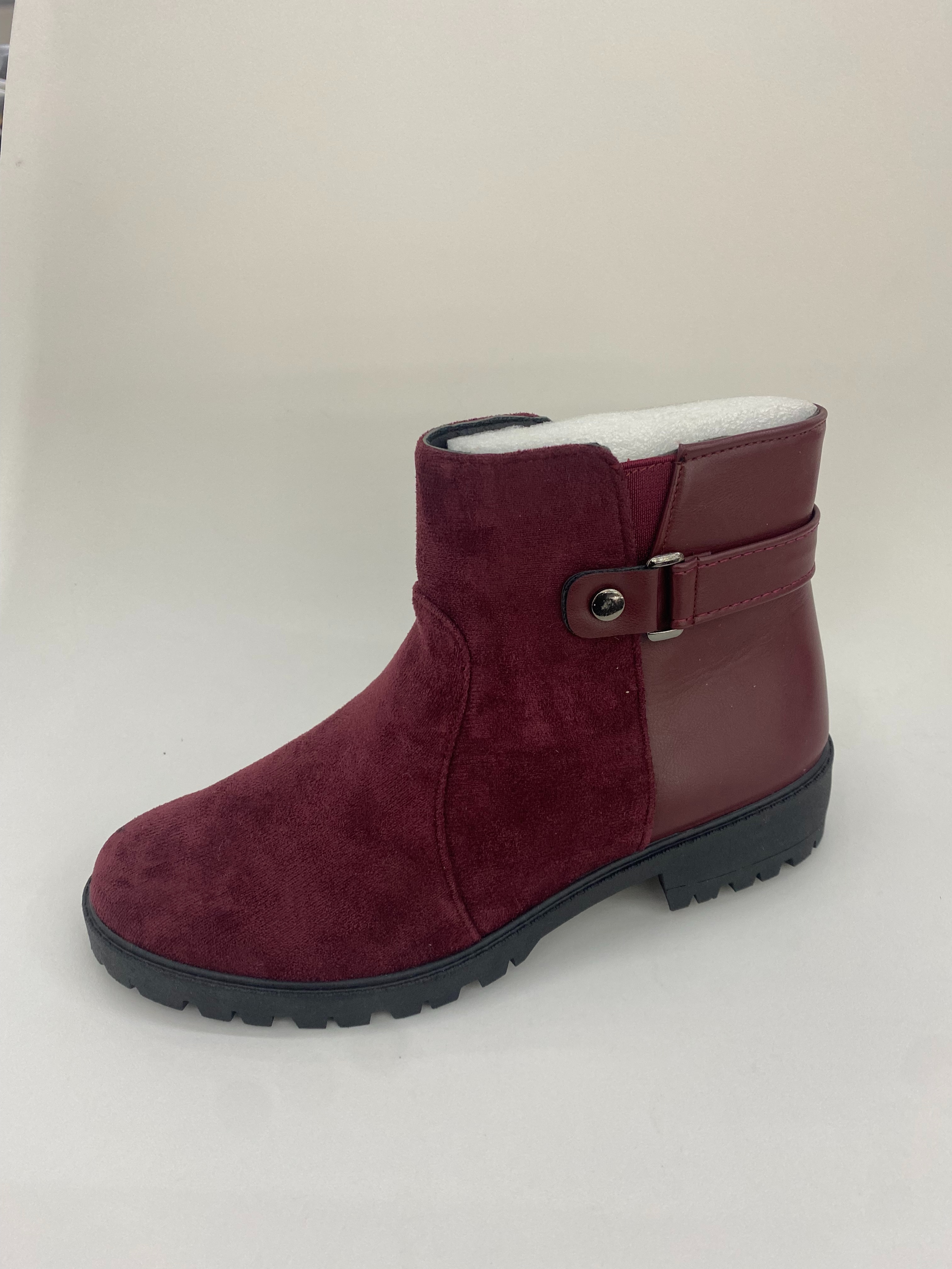 Wine red design women's mid-waist knitted ankle boots for women full figure